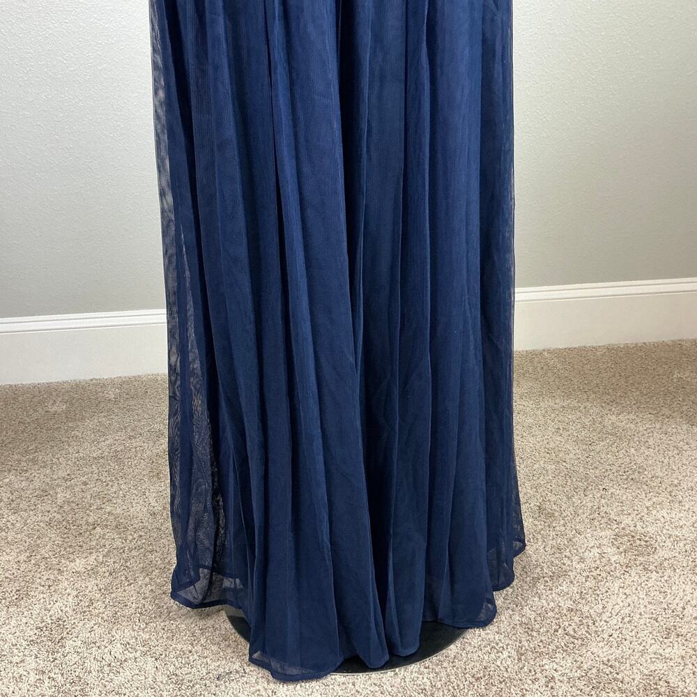 JS Collections Lace and Chiffon Sleeveless Long Evening Gown Blue Size 12 Dress - Picture 9 of 13